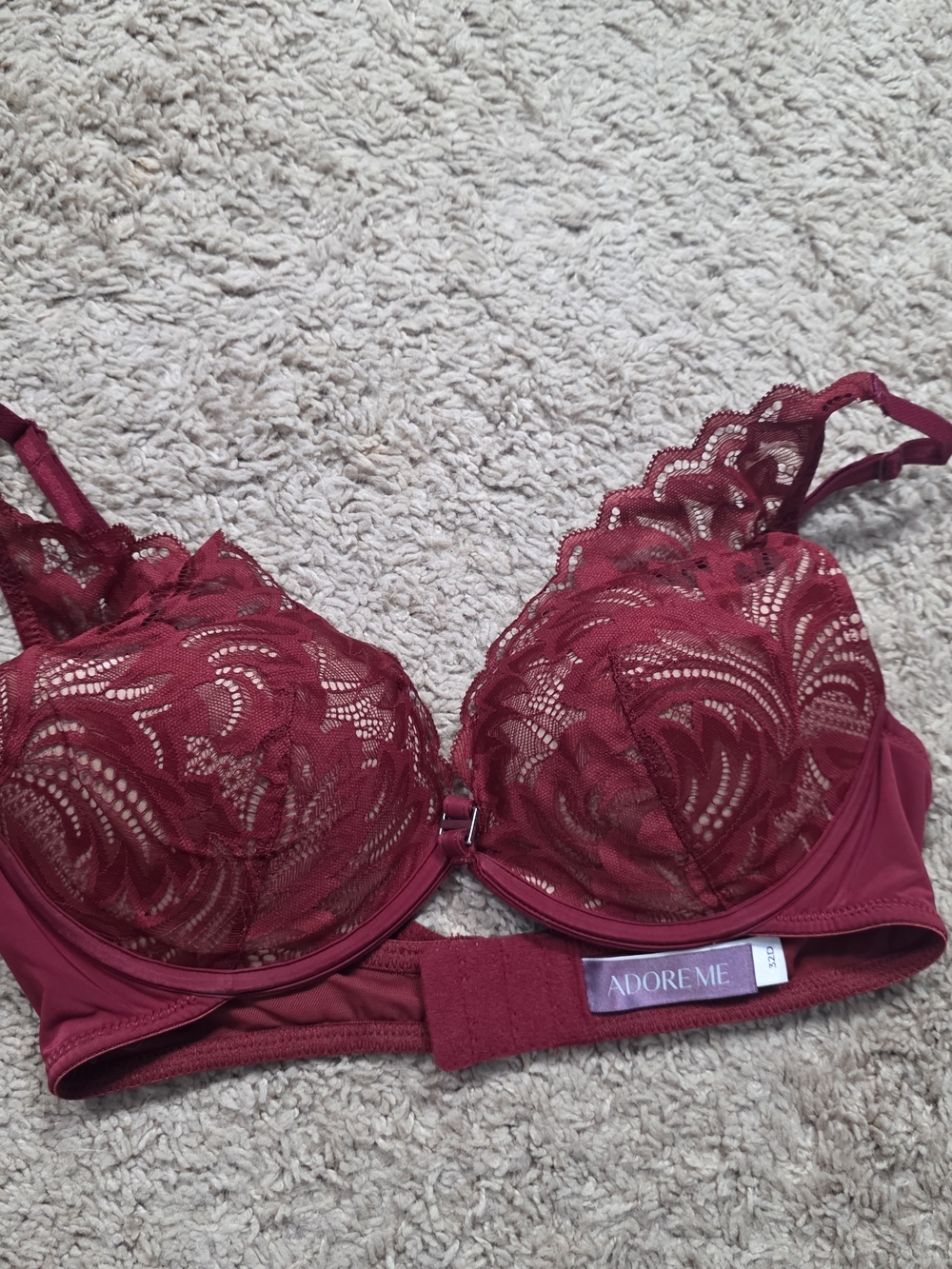 Adore Me Burgundy Lace Push-Up Bra